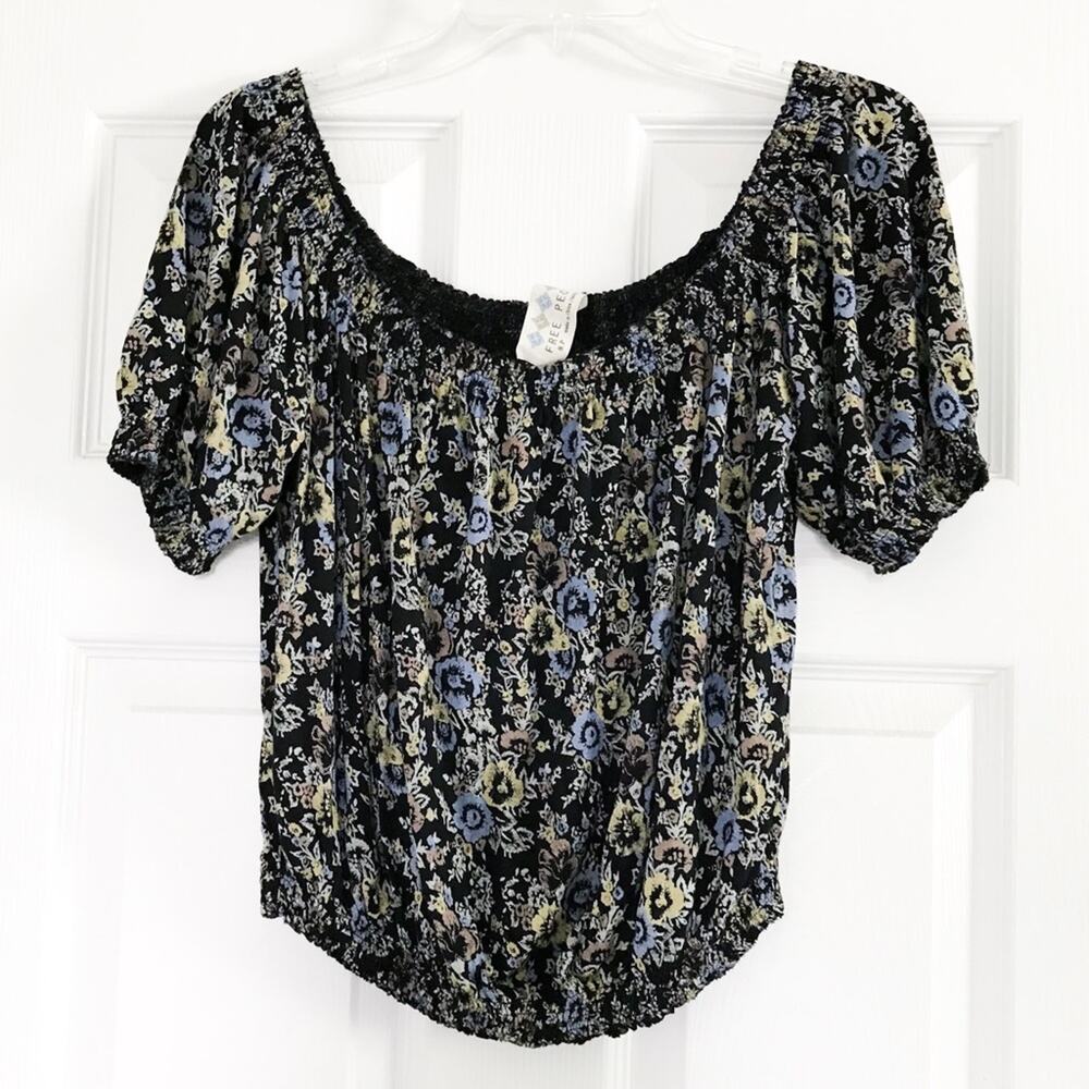 Free People Off The Shoulder Floral Boho Crop Top